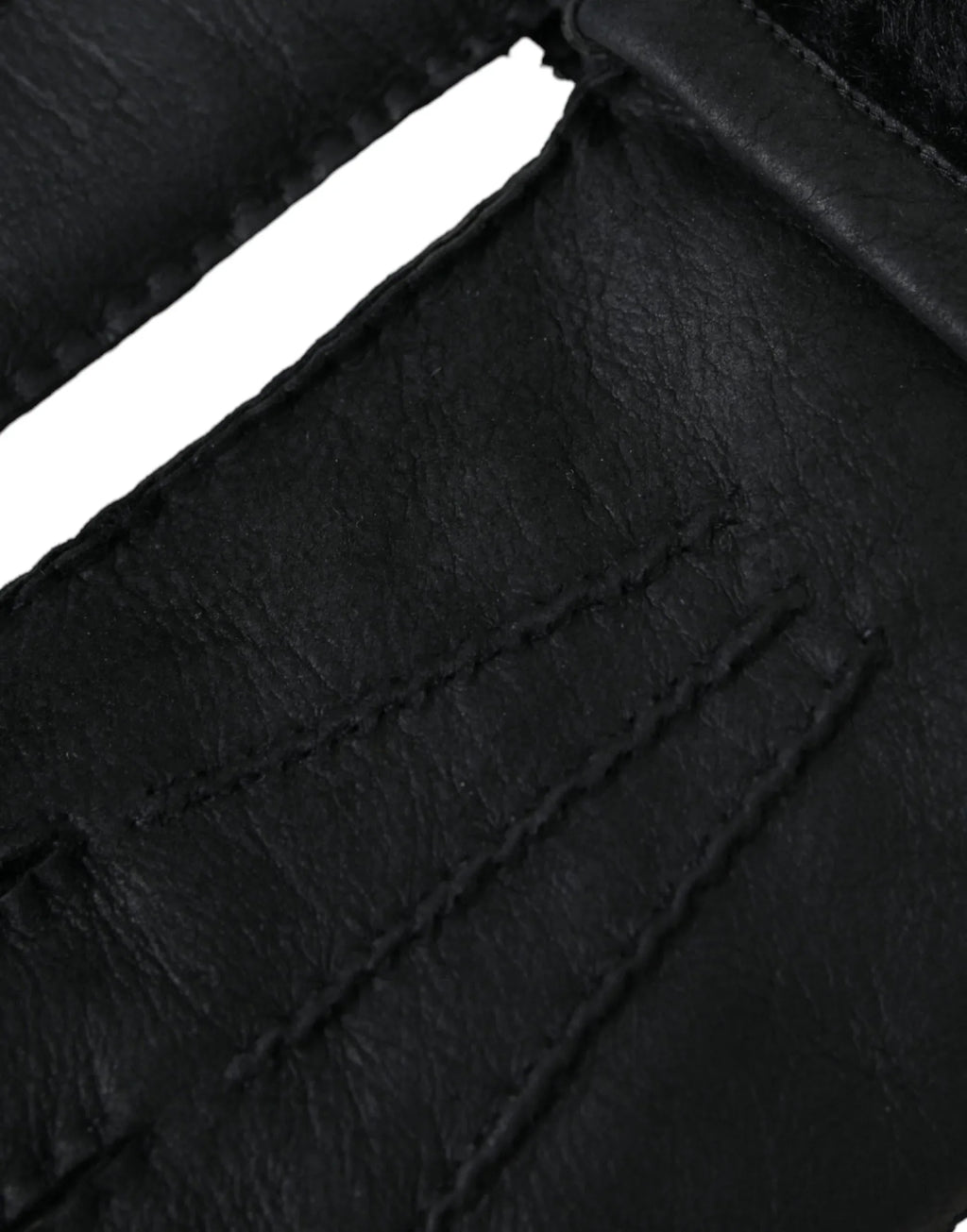 Dolce & Gabbana Black Leather Fur Short Hands Gloves - Zeiniez
