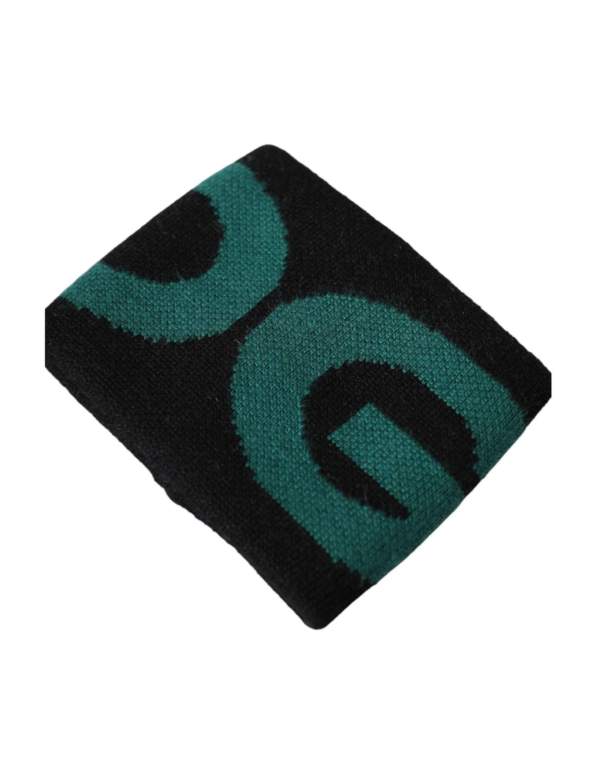 Dolce & Gabbana Black Green Wool Logo #DGMILLENNIALS Wristband - Zeiniez