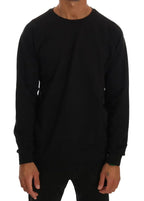 Daniele Alessandrini Black Crewneck Cotton Pullover Sweater - Zeiniez