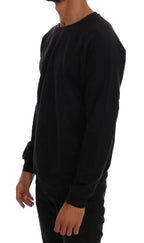 Daniele Alessandrini Black Crewneck Cotton Pullover Sweater - Zeiniez