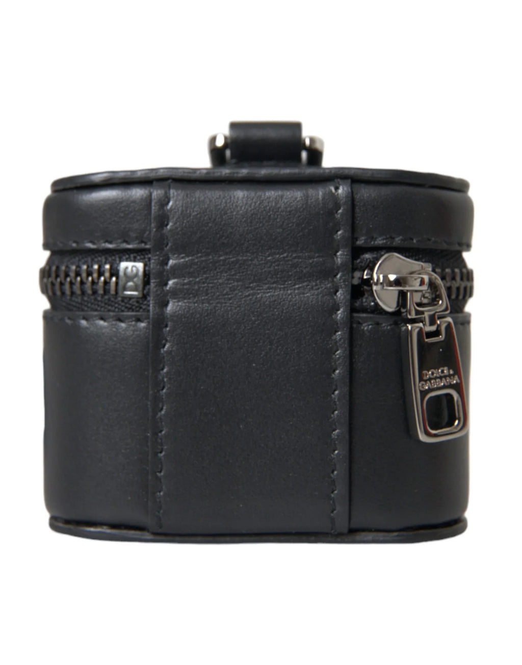 Dolce & Gabbana Black DG Logo Leather Silver Metal Airpods Case - Zeiniez