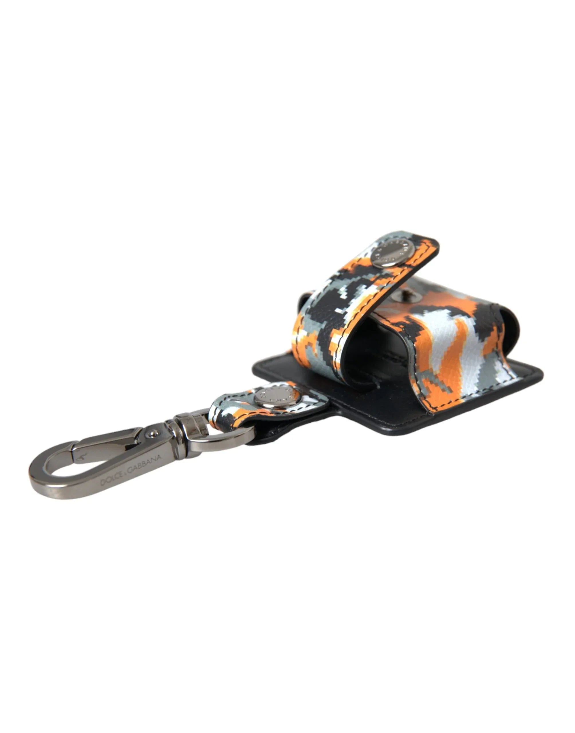 Dolce & Gabbana Multicolor Camouflage Print Leather Logo Metal Airpods Case - Zeiniez