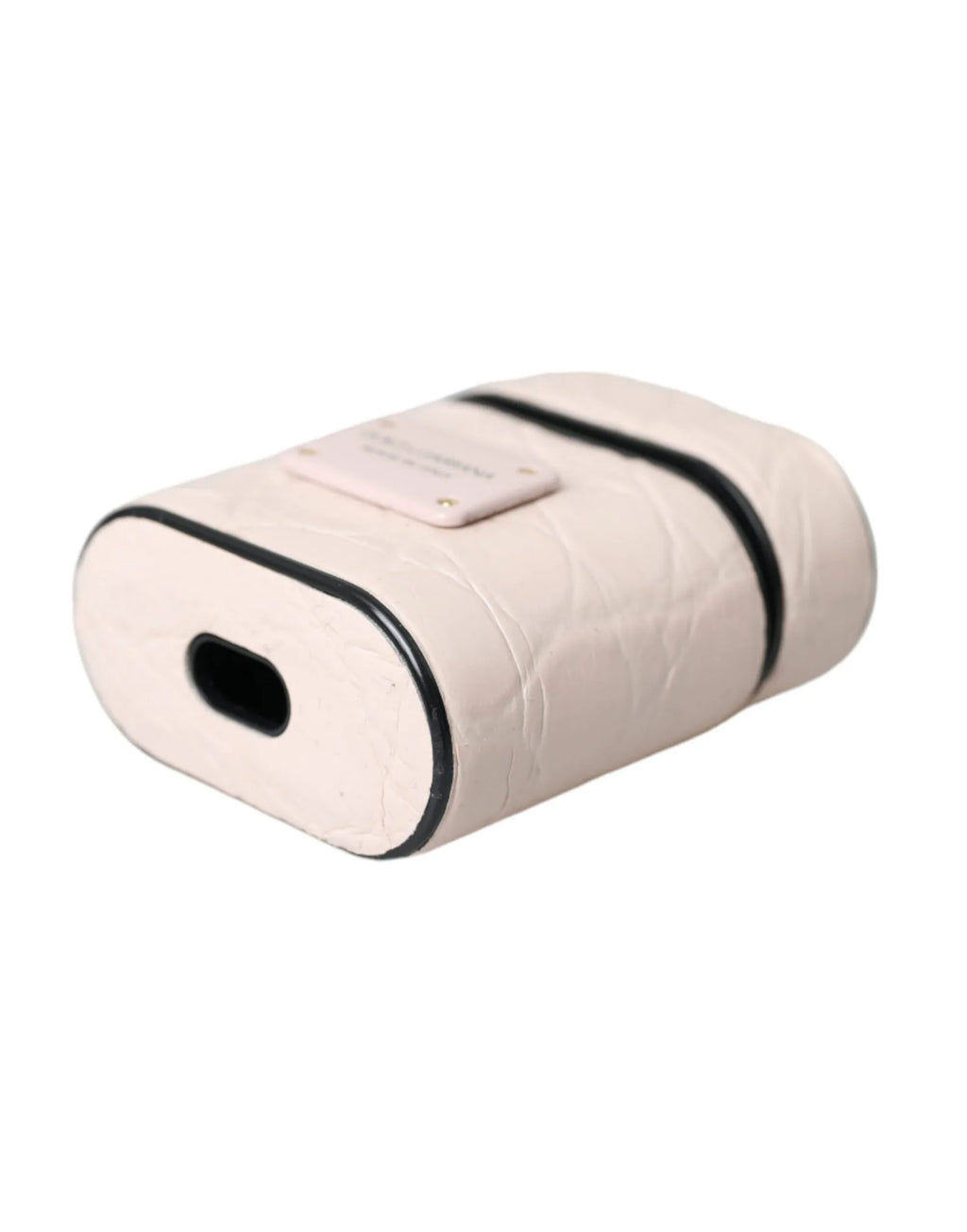 Dolce & Gabbana Light Pink Leather Metal Logo Plaque Airpods Case - Zeiniez