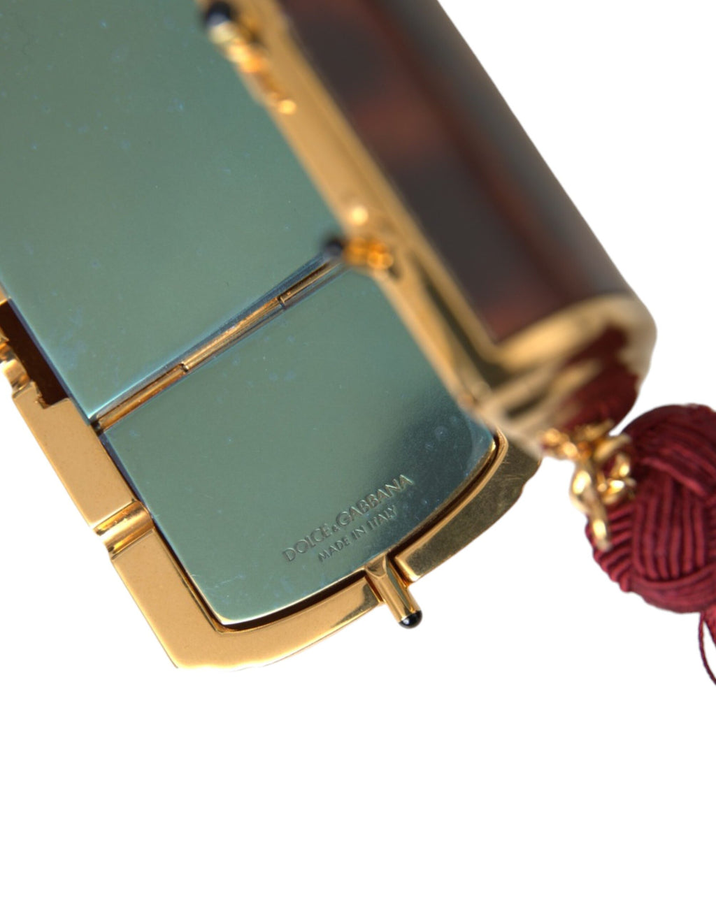 Dolce & Gabbana Brown Leopard Mini Mirror Tassel Make Up Holder Bag - Zeiniez