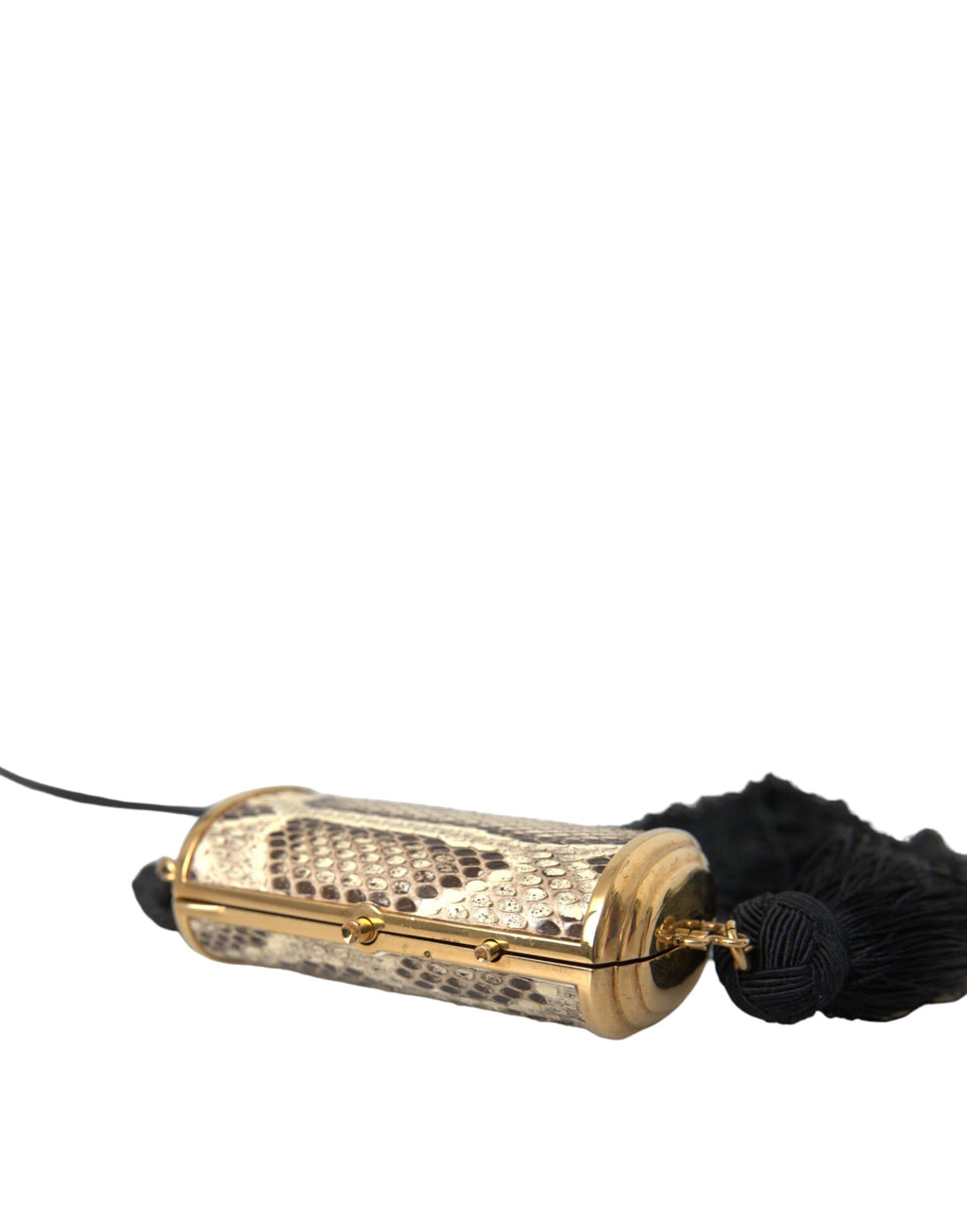 Dolce & Gabbana Beige Exotic Leather Mini Mirror Tassel Make Up Holder Bag - Zeiniez