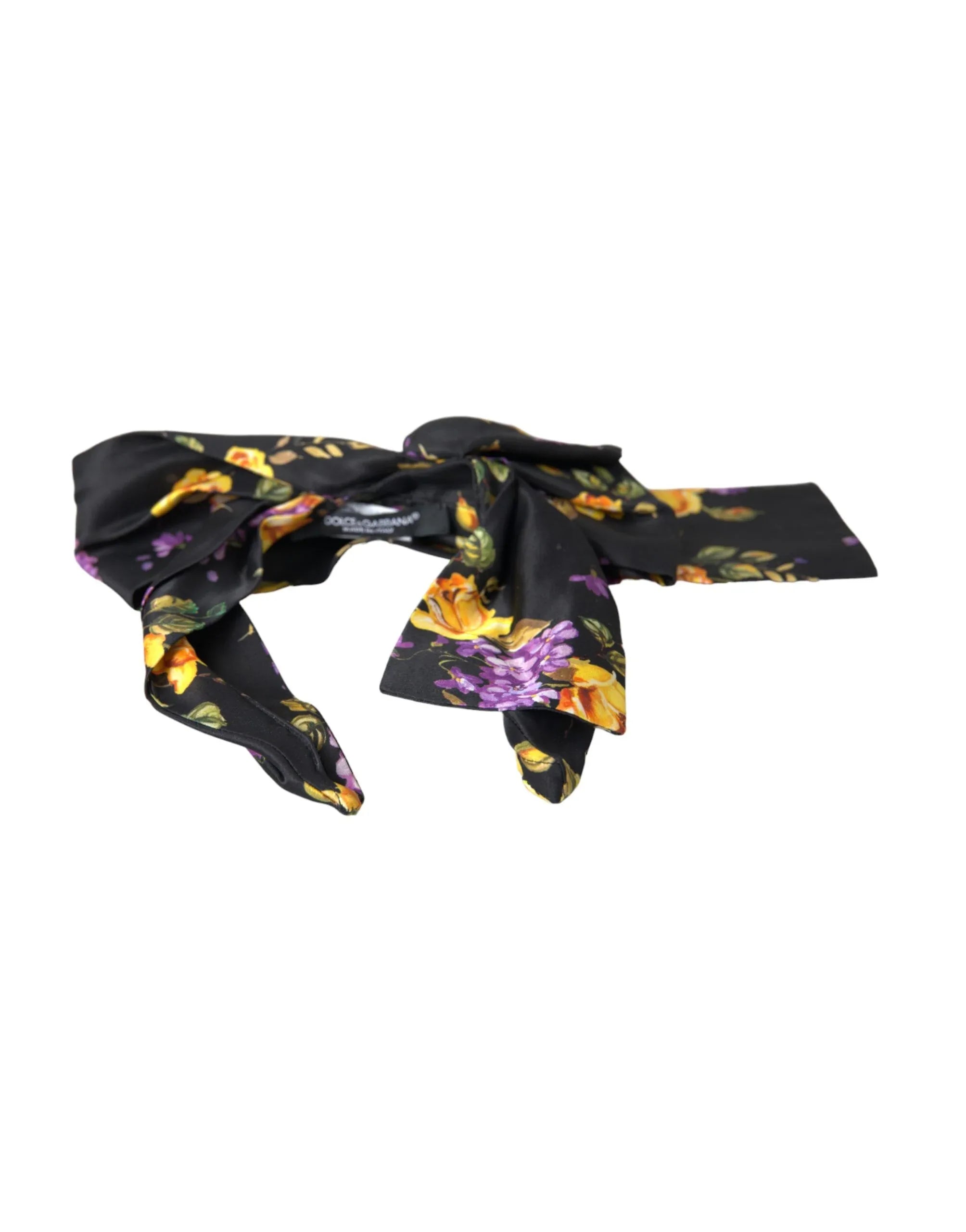 Dolce & Gabbana Black Floral Applique Silk Women Headband Diadem - Zeiniez