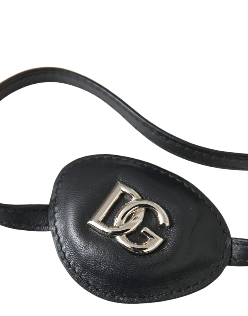 Dolce & Gabbana Black Calfskin Leather Metal DG Logo Eye Patch - Zeiniez