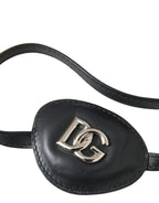 Dolce & Gabbana Black Calfskin Leather Metal DG Logo Eye Patch - Zeiniez