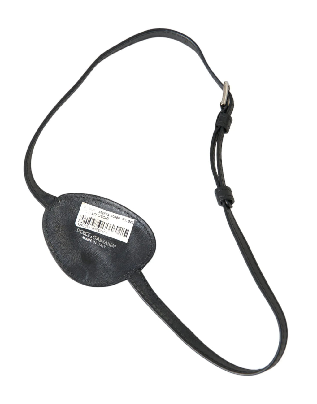Dolce & Gabbana Black Calfskin Leather Metal DG Logo Eye Patch - Zeiniez