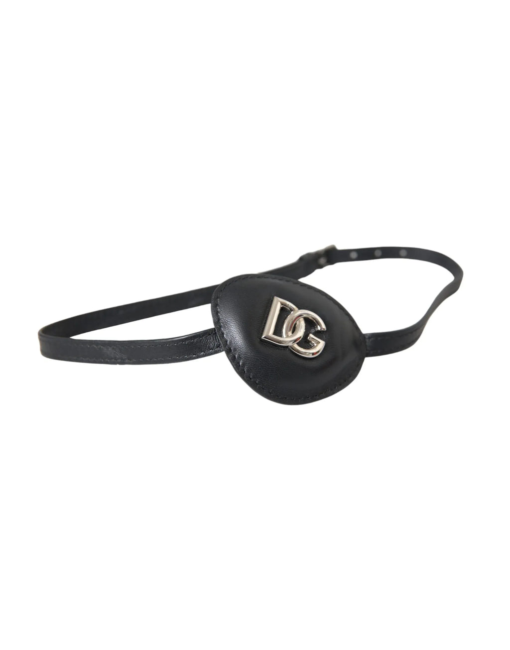 Dolce & Gabbana Black Calfskin Leather Metal DG Logo Eye Patch - Zeiniez