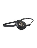 Dolce & Gabbana Black Calfskin Leather Metal DG Logo Eye Patch - Zeiniez