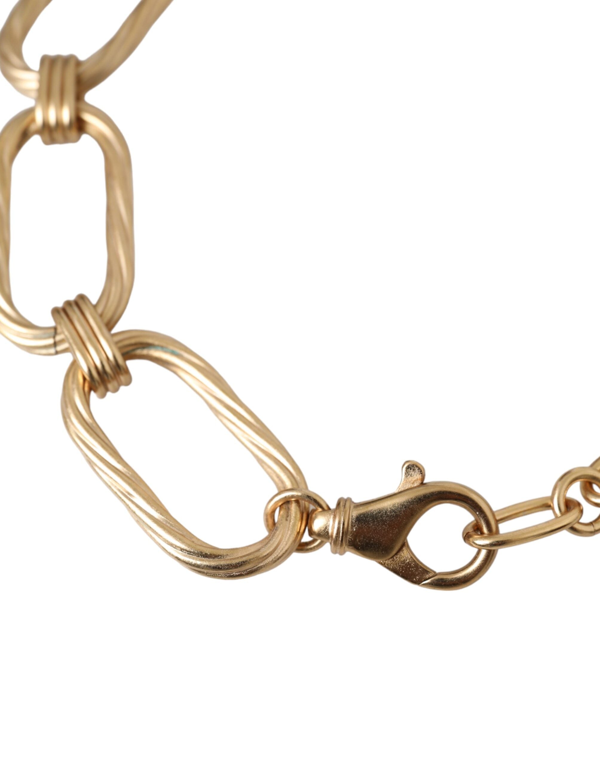 Dolce & Gabbana Gold Tone Brass Large Link Chain Jewelry Necklace - Zeiniez