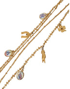 Dolce & Gabbana Gold Tone Chain Brass Charm Statement Sicily Necklace - Zeiniez