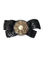 Dolce & Gabbana Black Sequin Pearl Handmade Brooch Hair Pin - Zeiniez