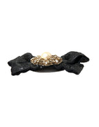 Dolce & Gabbana Black Sequin Pearl Handmade Brooch Hair Pin - Zeiniez