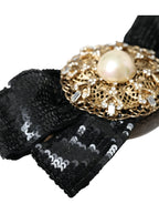 Dolce & Gabbana Black Sequin Pearl Handmade Brooch Hair Pin - Zeiniez
