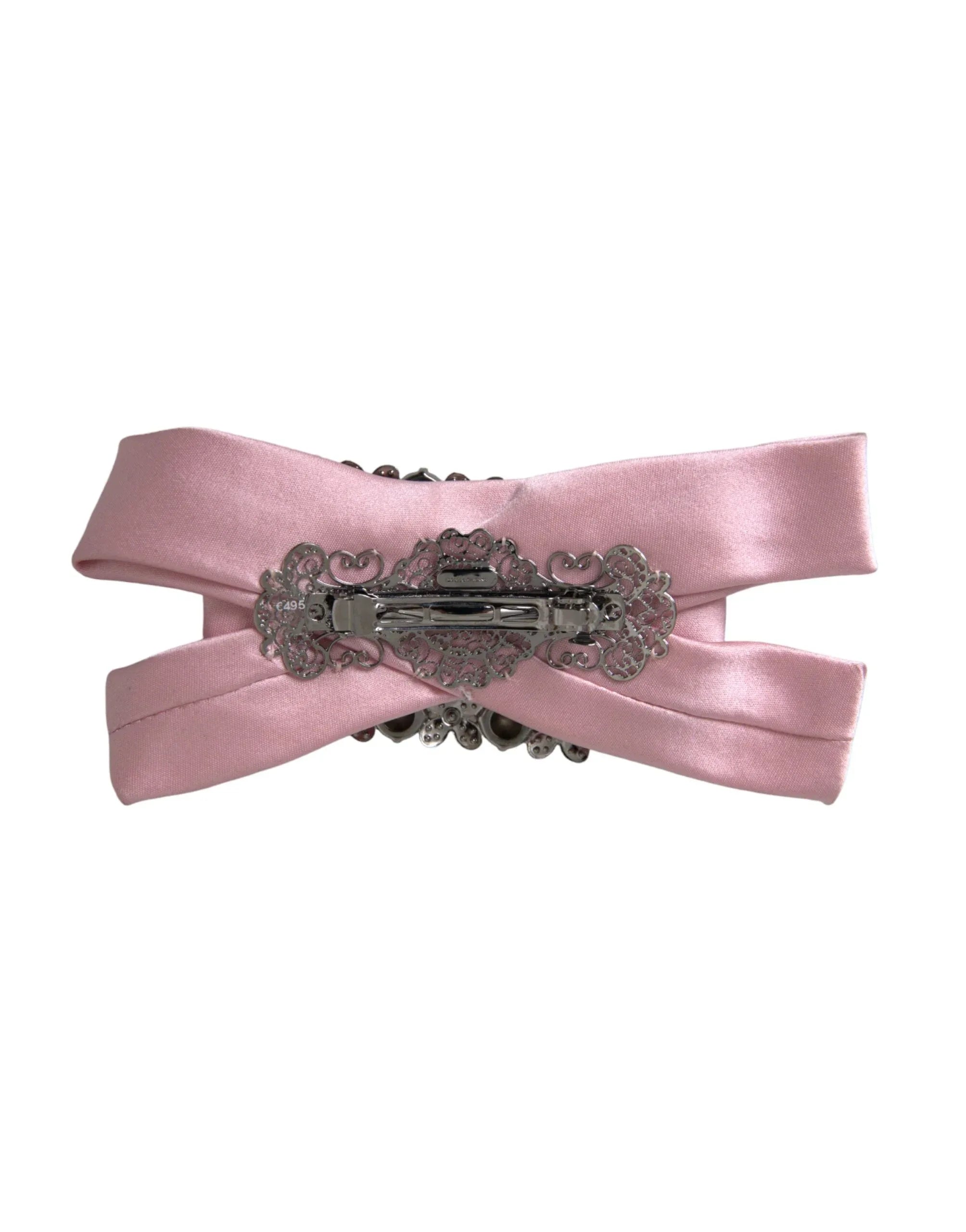 Dolce & Gabbana Pink Satin Crystal Jewelry Brooch Hair Pin - Zeiniez