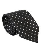 Dolce & Gabbana Black White Polka Dots 100% Silk Necktie Face Mask - Zeiniez