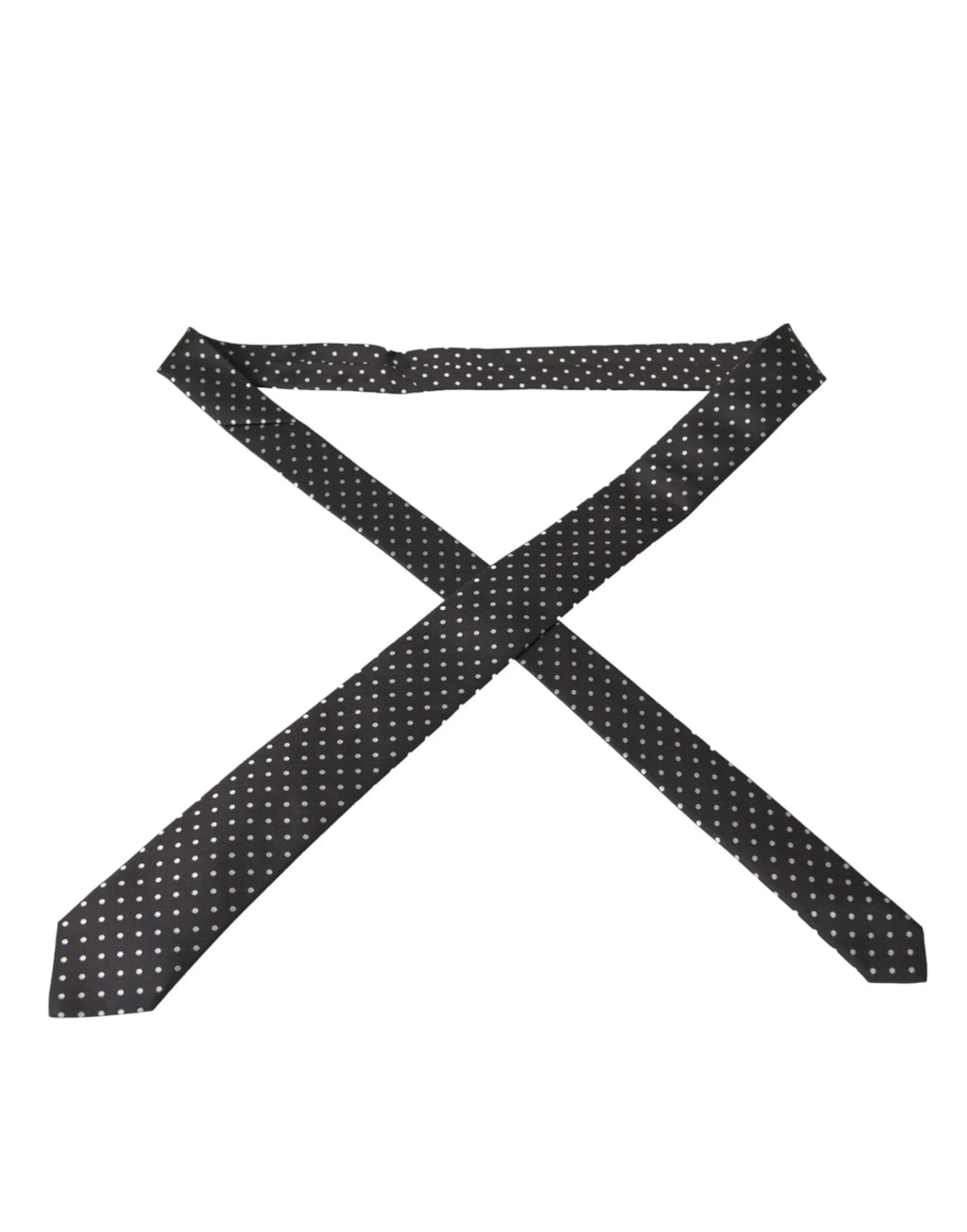 Dolce & Gabbana Black White Polka Dots 100% Silk Necktie Face Mask - Zeiniez