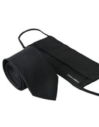 Dolce & Gabbana Black 100% Silk Adjustable Necktie Face Mask - Zeiniez