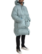 Dolce & Gabbana Light Blue Quilted Hooded Puffer Jacket Men - Zeiniez