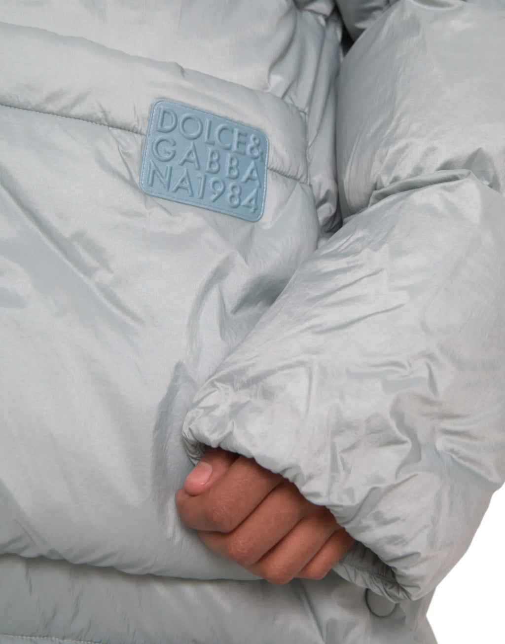 Dolce & Gabbana Light Blue Quilted Hooded Puffer Jacket Men - Zeiniez