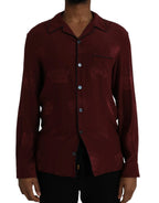 Dolce & Gabbana Maroon Crown Jacquard Silk Long Sleeve Shirt - Zeiniez