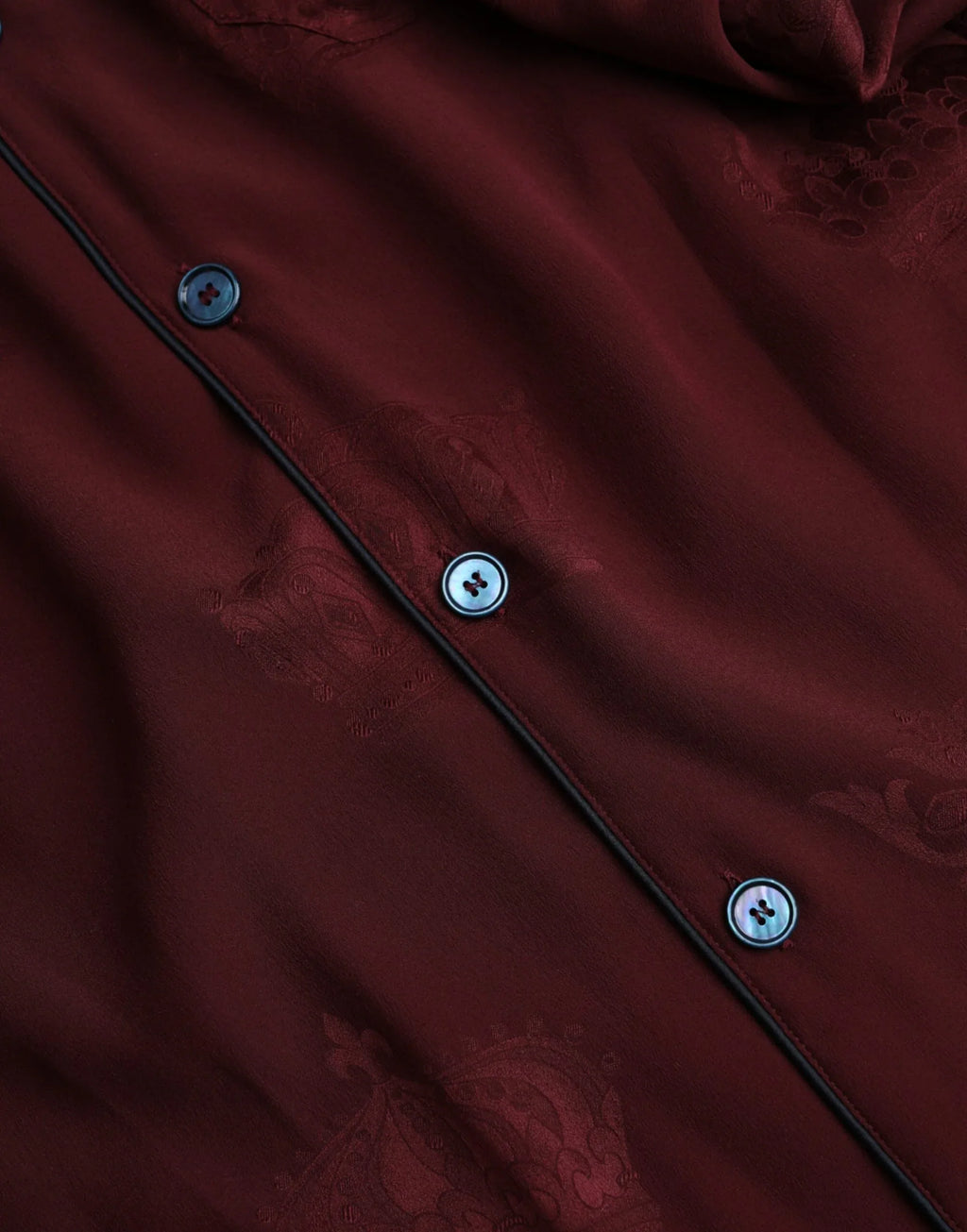 Dolce & Gabbana Maroon Crown Jacquard Silk Long Sleeve Shirt - Zeiniez