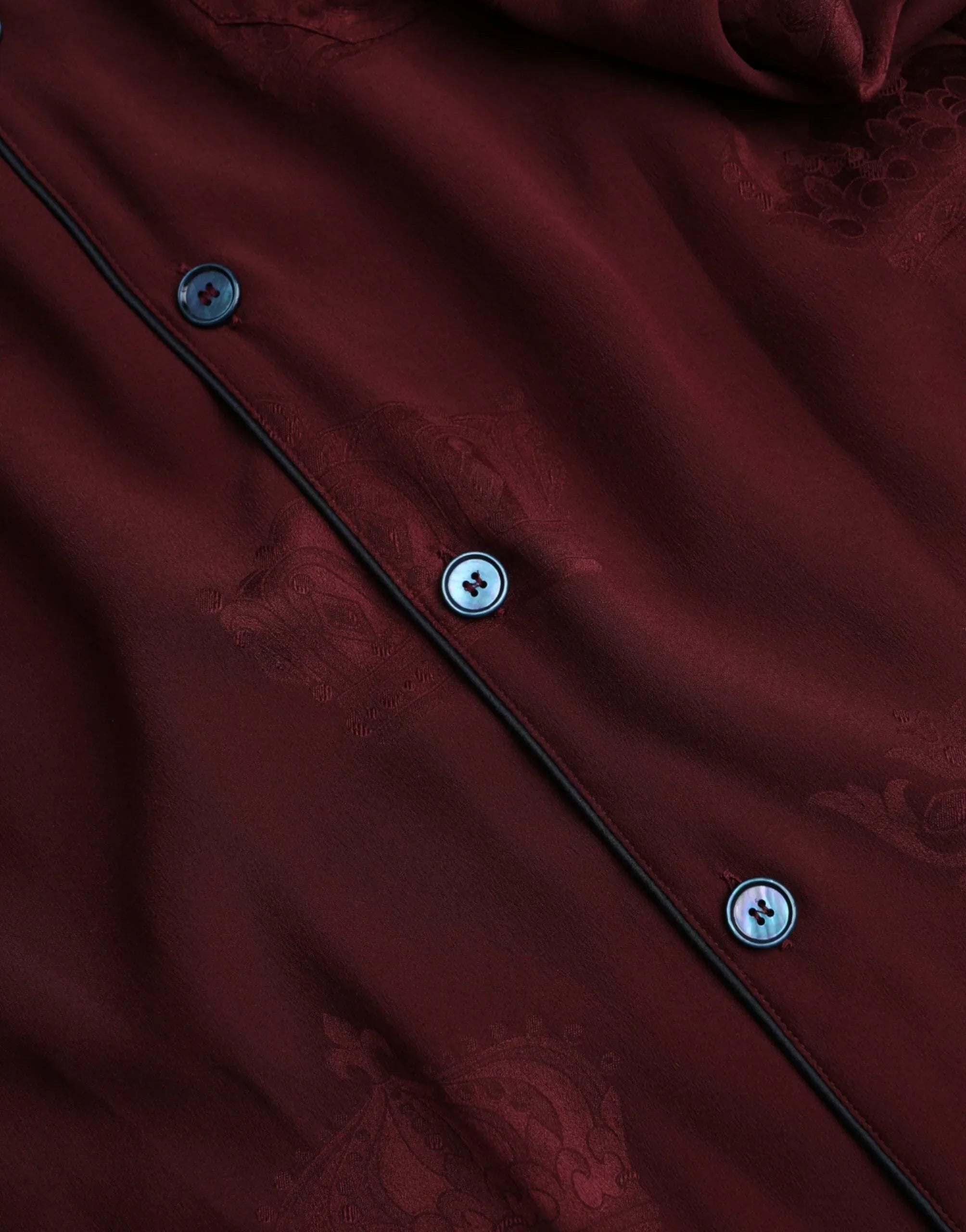 Dolce & Gabbana Maroon Crown Jacquard Silk Long Sleeve Shirt - Zeiniez