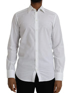 Dolce & Gabbana White Logo Cotton Men Dress GOLD Shirt - Zeiniez