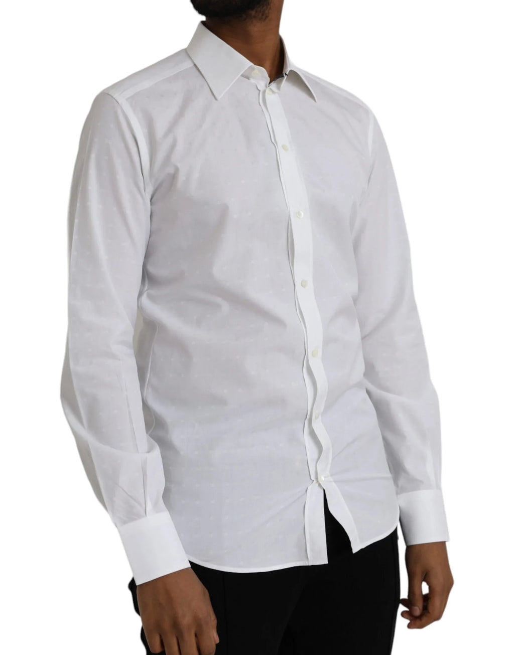 Dolce & Gabbana White Logo Cotton Men Dress GOLD Shirt - Zeiniez