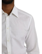 Dolce & Gabbana White Logo Cotton Men Dress GOLD Shirt - Zeiniez