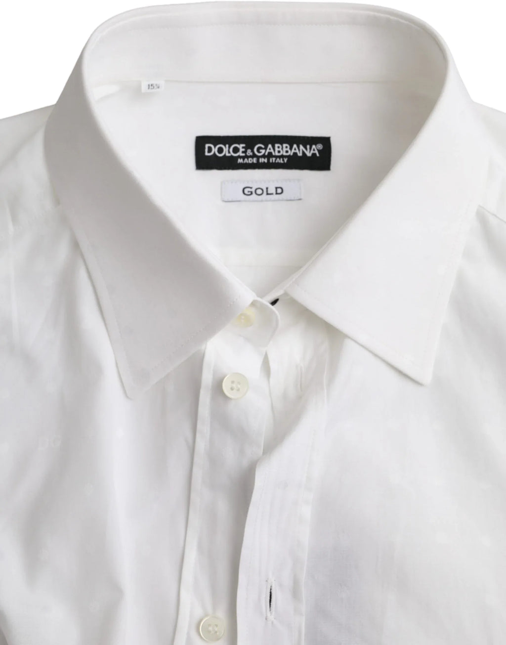 Dolce & Gabbana White Logo Cotton Men Dress GOLD Shirt - Zeiniez