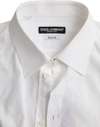 Dolce & Gabbana White Logo Cotton Men Dress GOLD Shirt - Zeiniez