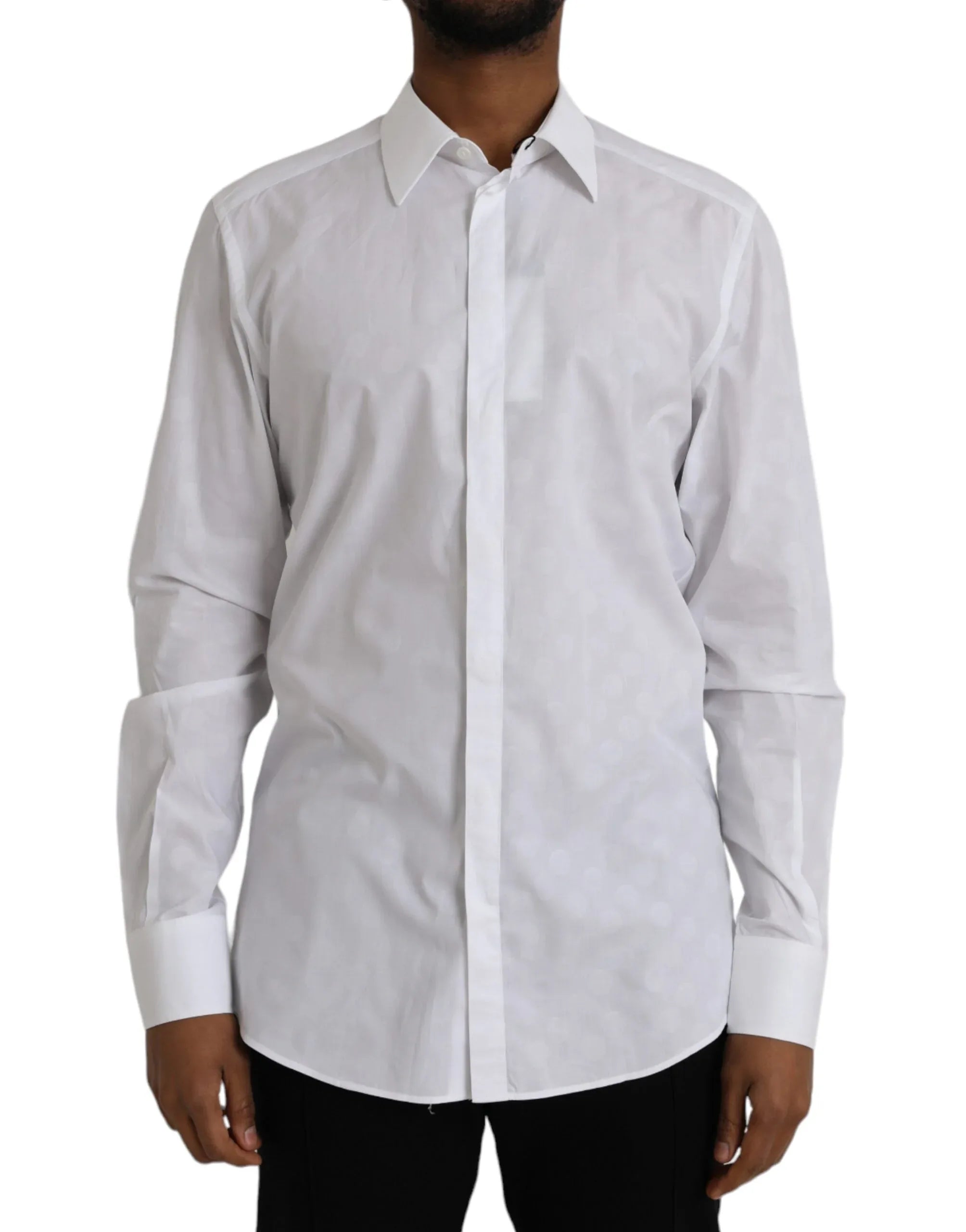 Dolce & Gabbana White Polka Dotted Cotton Dress GOLD Shirt - Zeiniez