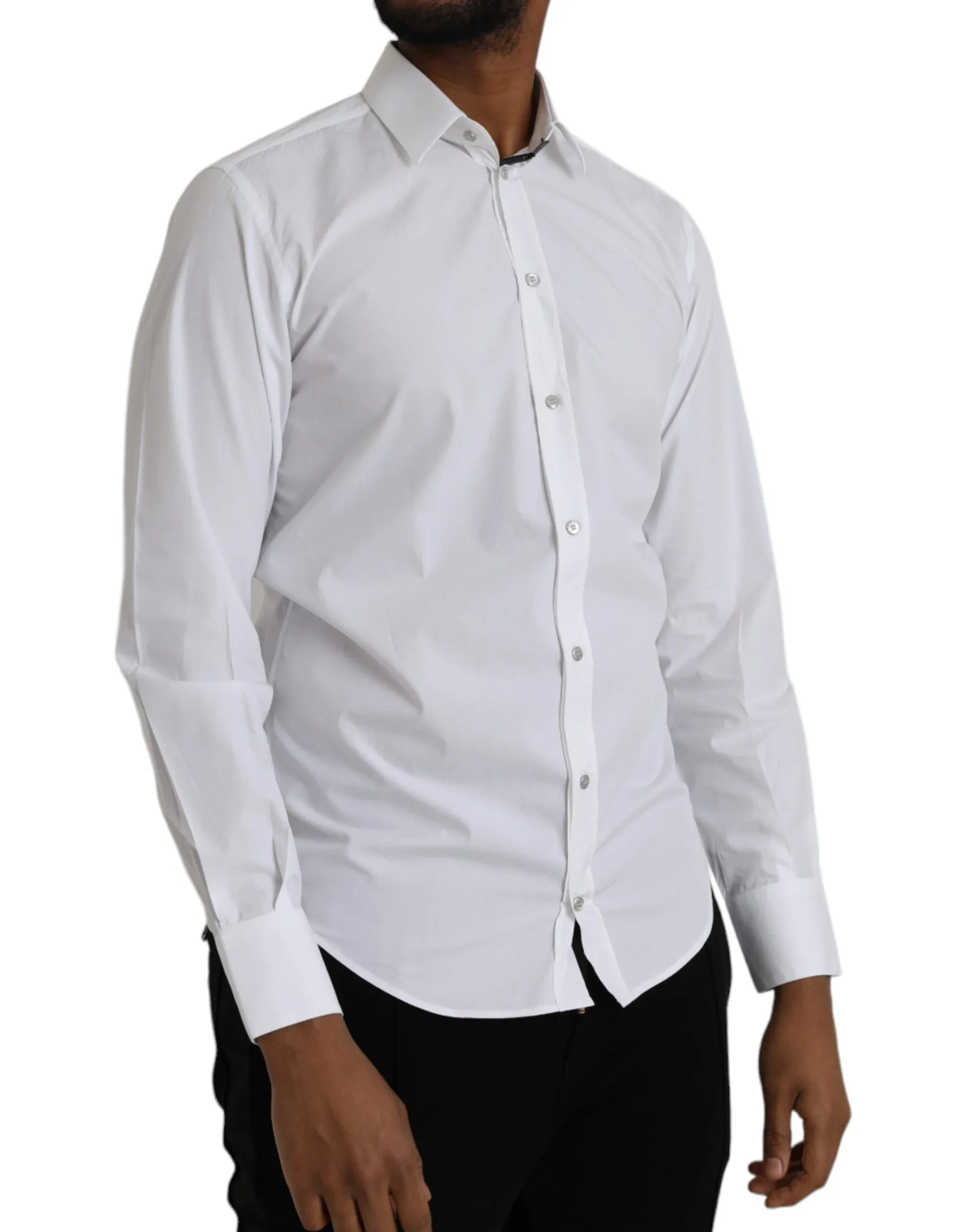 Dolce & Gabbana White Cotton Long Sleeve Dress MARTINI Shirt - Zeiniez