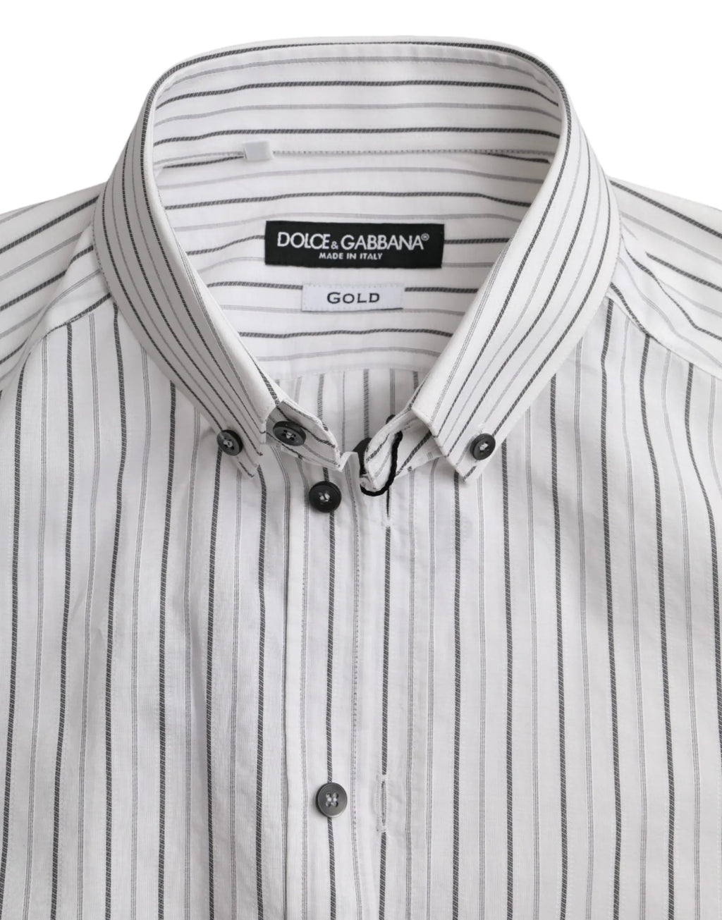 Dolce & Gabbana Black White Striped Formal Dress GOLD Shirt - Zeiniez