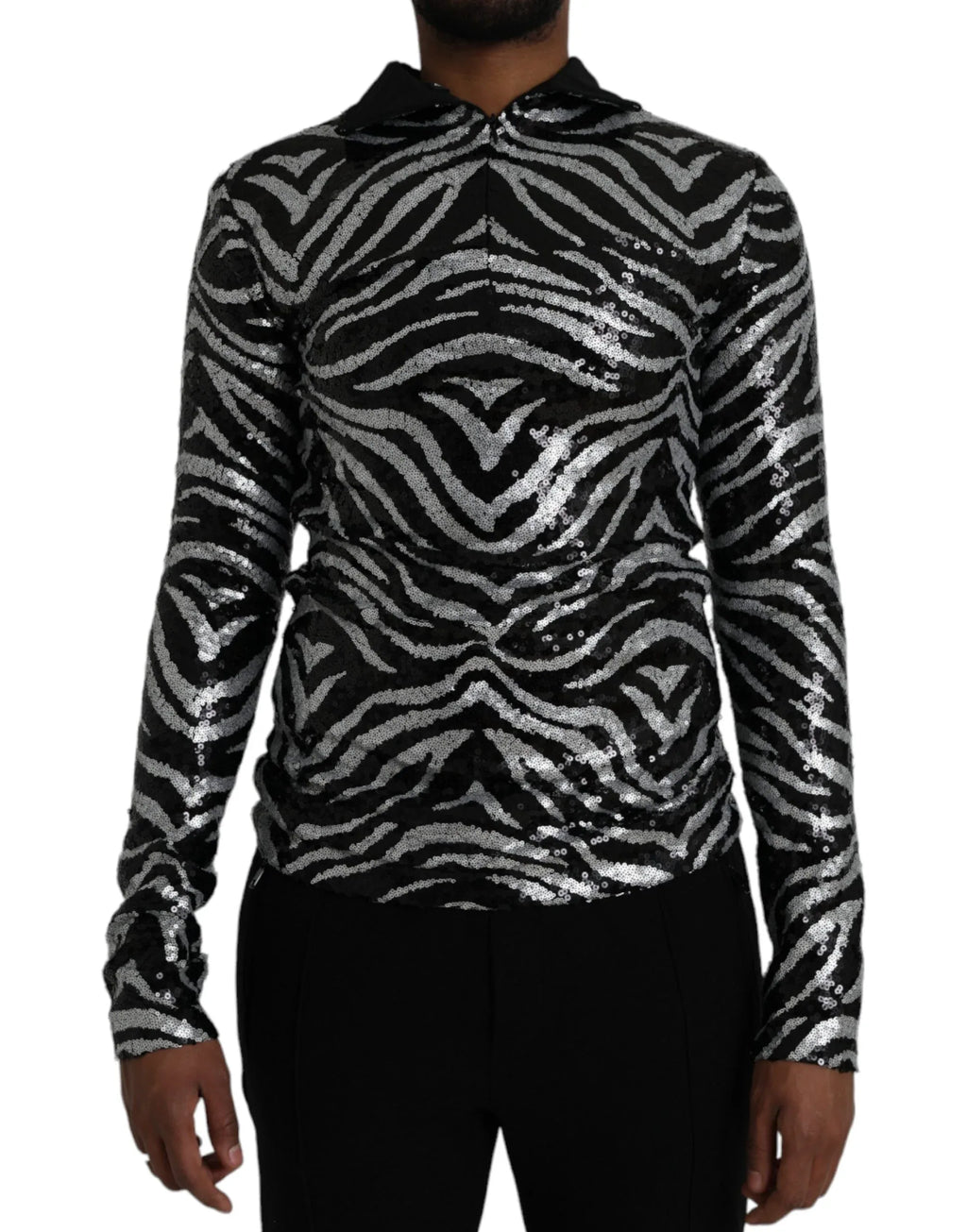Dolce & Gabbana Black Silver Sequined Polyester Sweater - Zeiniez