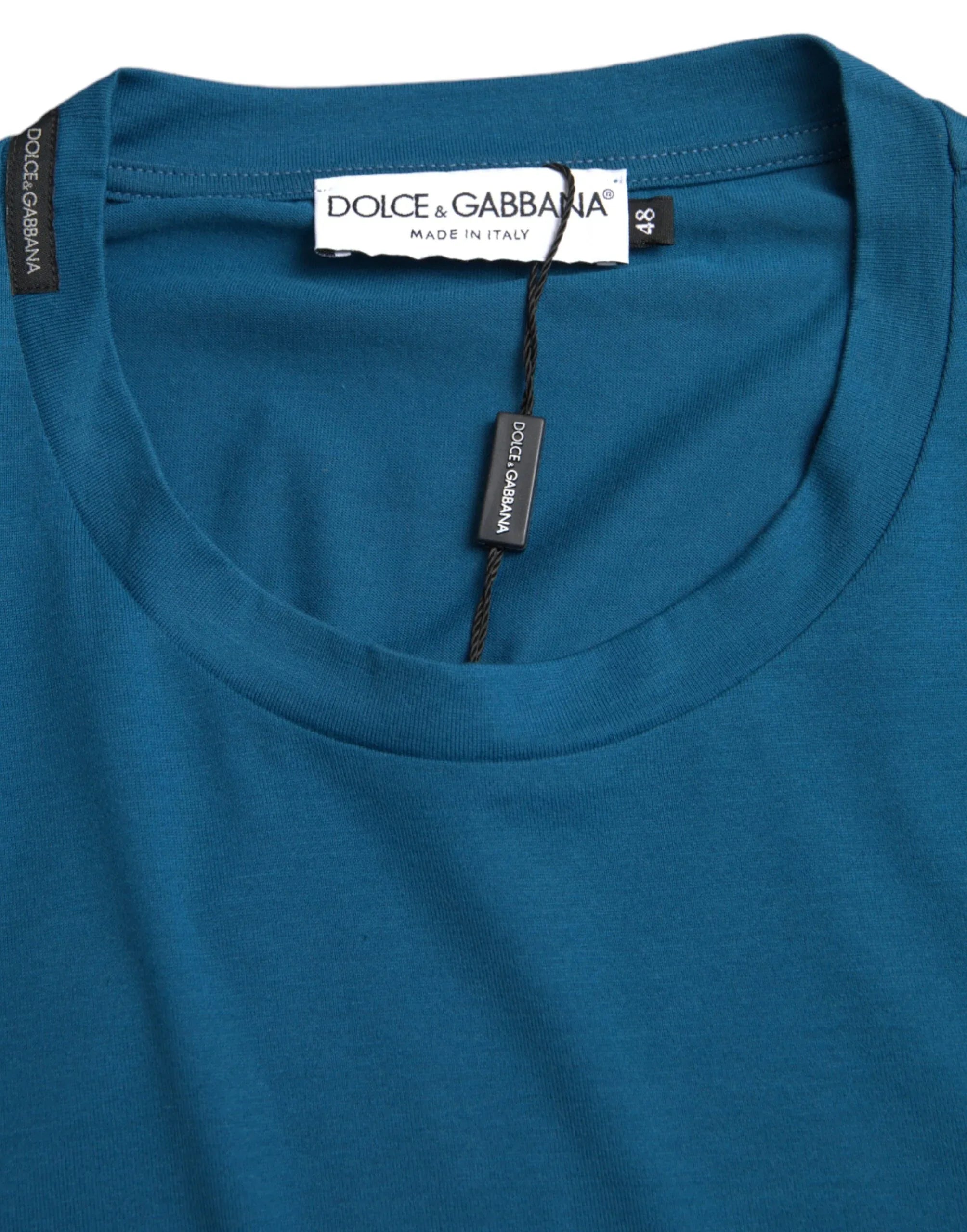 Dolce & Gabbana Blue Logo Round Neck Short Sleeves T-shirt - Zeiniez