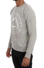 Frankie Morello Gray Cotton Crewneck Pullover Sweater - Zeiniez