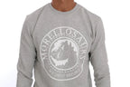 Frankie Morello Gray Cotton Crewneck Pullover Sweater - Zeiniez