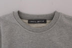 Frankie Morello Gray Cotton Crewneck Pullover Sweater - Zeiniez