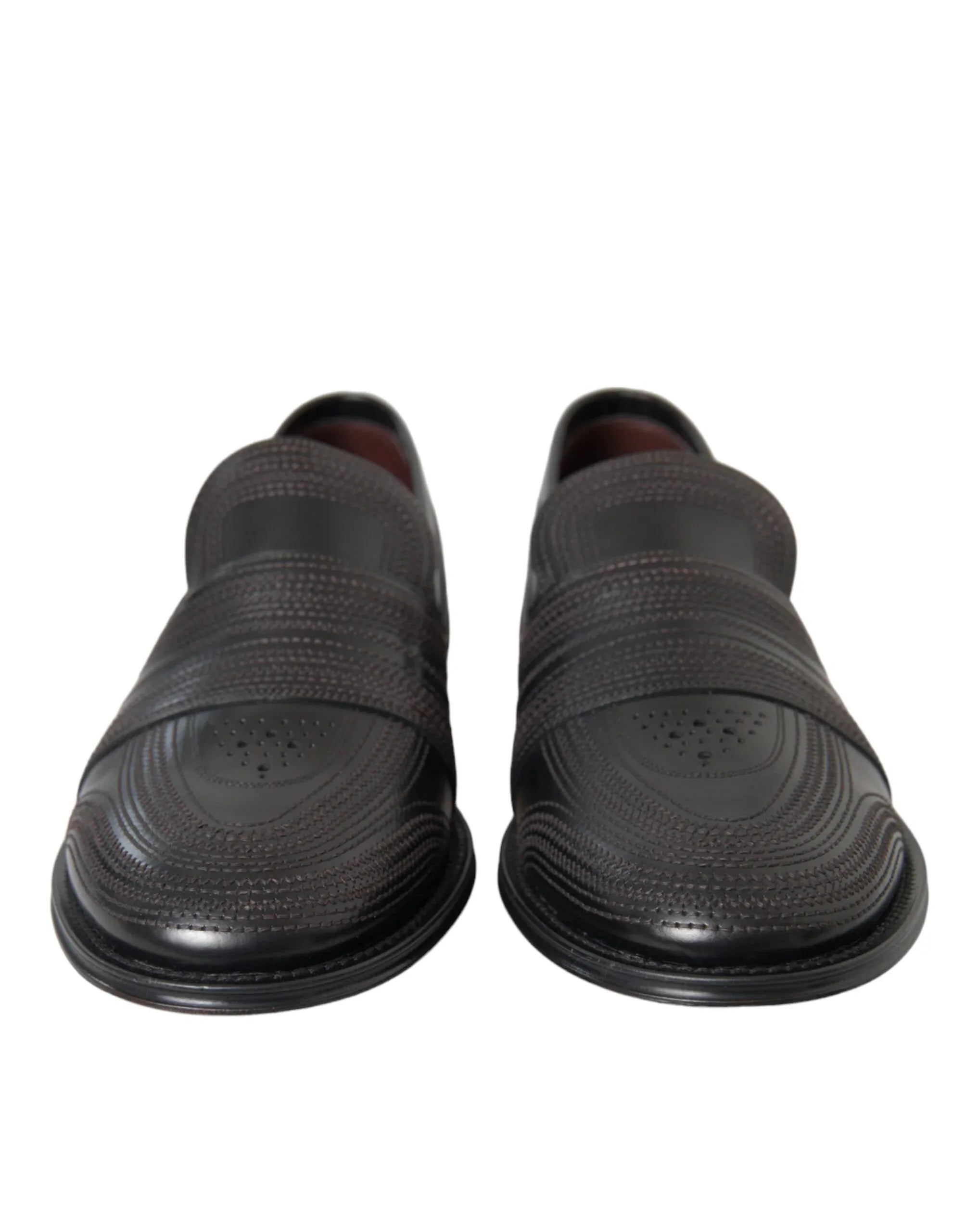 Dolce & Gabbana Black Brown Leather Loafer Men Dress Shoes - Zeiniez