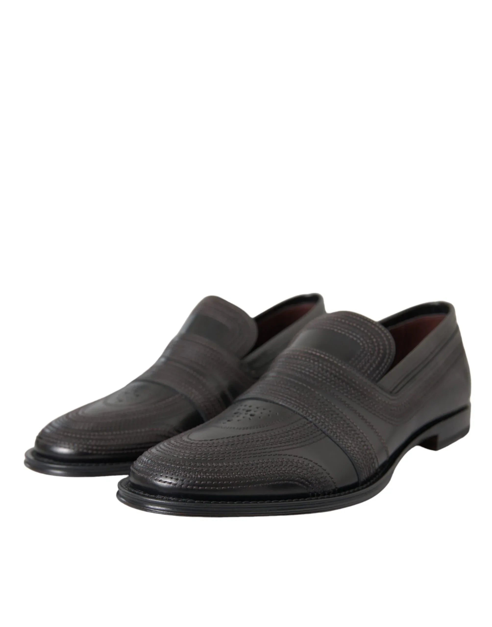 Dolce & Gabbana Black Brown Leather Loafer Men Dress Shoes - Zeiniez