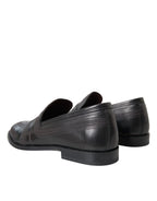 Dolce & Gabbana Black Brown Leather Loafer Men Dress Shoes - Zeiniez