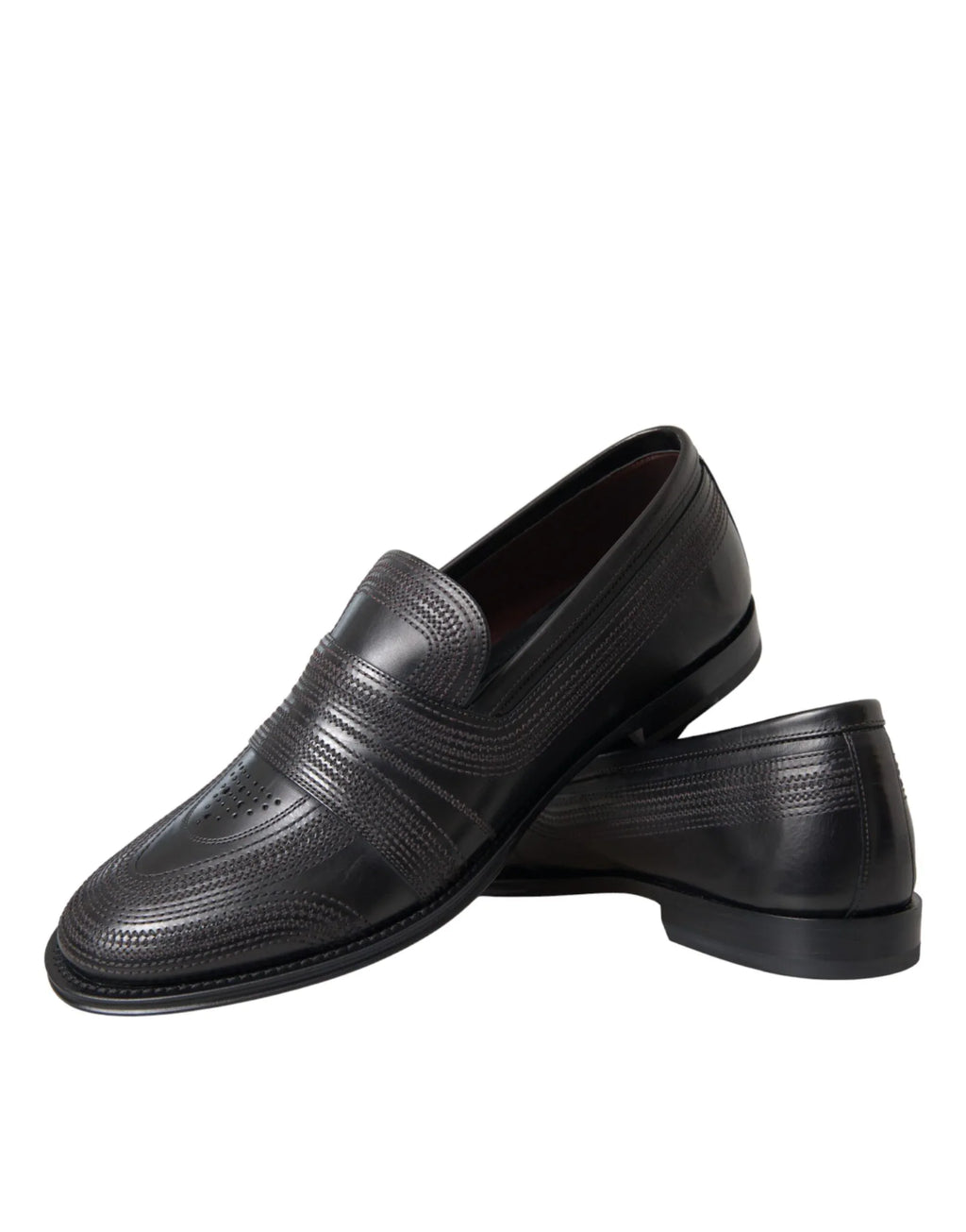 Dolce & Gabbana Black Brown Leather Loafer Men Dress Shoes - Zeiniez