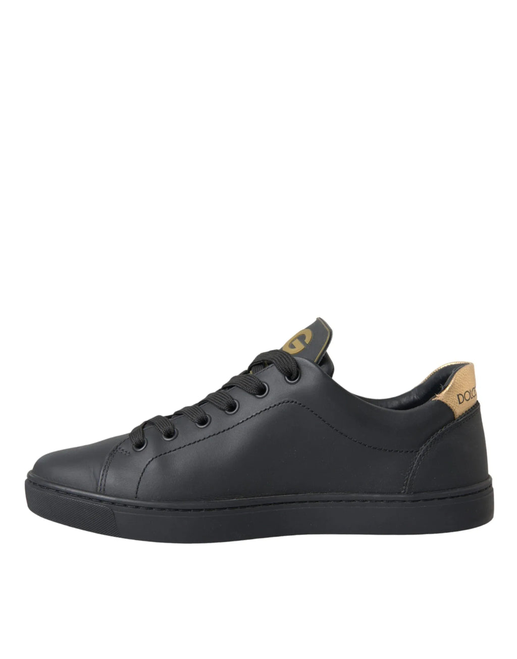 Dolce & Gabbana Black Leather Heart Embellished Sneakers Shoes - Zeiniez