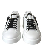 Dolce & Gabbana White Leather DG Logo Casual Low Top Sneakers Shoes - Zeiniez