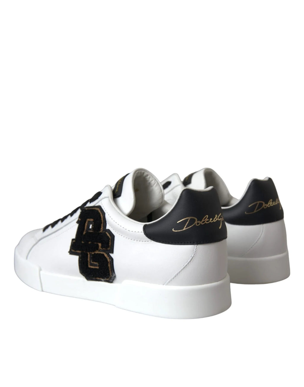 Dolce & Gabbana White Leather DG Logo Casual Low Top Sneakers Shoes - Zeiniez