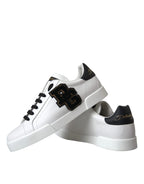 Dolce & Gabbana White Leather DG Logo Casual Low Top Sneakers Shoes - Zeiniez